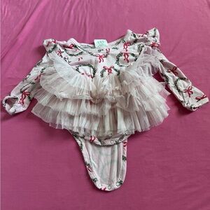 Baby Girls Pink Ruffle Tulle One-Piece Bodysuit